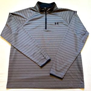 Under Armour Mens All Season Gear Pullover 1/4 Zip Loose Fit Gray/Stripe Size XL